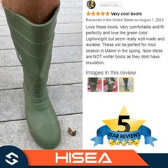HISEA Men Rain Boots w/Steel Shank Waterproof Corrosion-Resistant Mud Work Boots