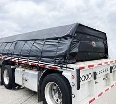 16’x27′ Flatbed Trailer Tarp – 14Oz Vinyl Lightweight Black Steel Tarp (4′ Drop)