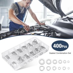 Split Lock and Flat Washer Assortment Set 304 Stainless Steel 400 Piece Silver