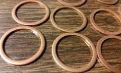 QTY-10 147-0033 Onan COPPER Gasket 27mm x 22.29mm x 1.60mm thick NOS