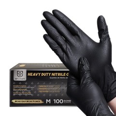 GP Craft Black Large Nitrile Gloves Diamond 8Mil Disposable Latex Free 1000/Case