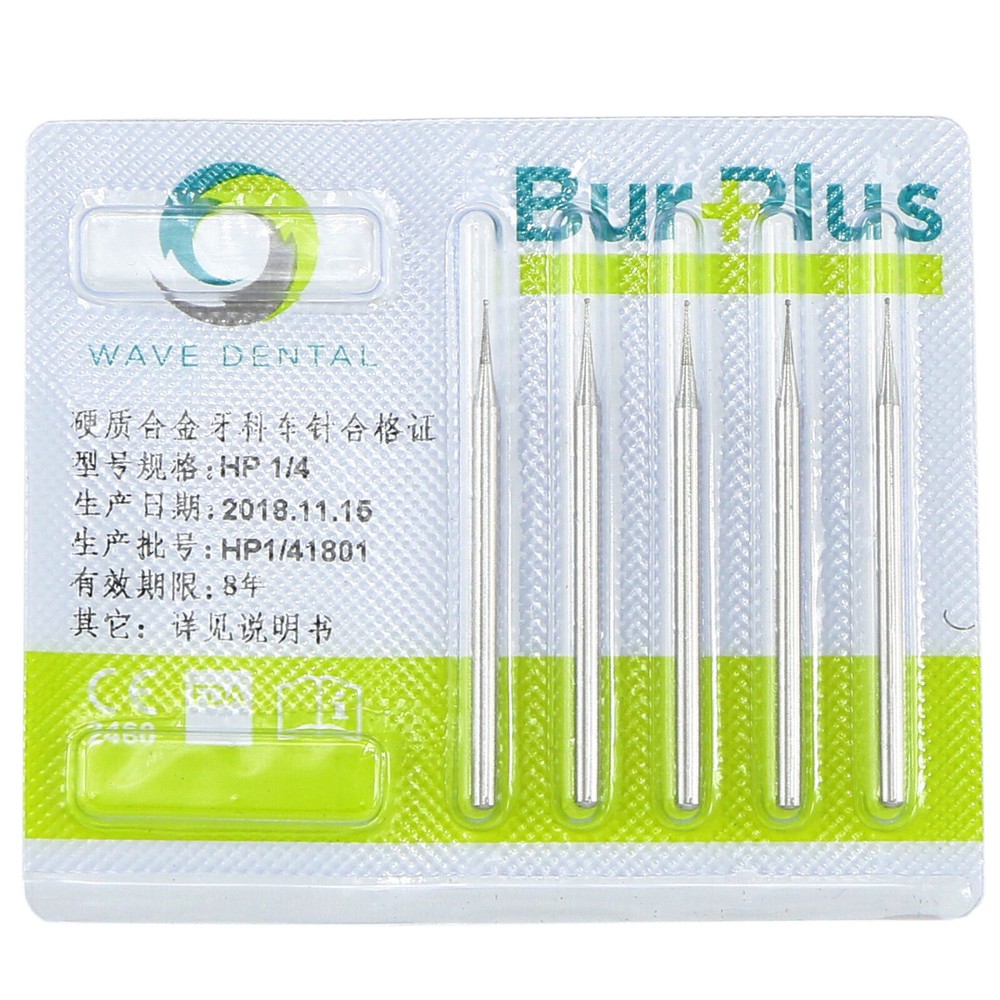 WAVE Dental Tungsten Carbide Drills Round Burs Straight Handpiece HP 5Pcs/Pack