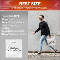 Thank You Merchandise Bags 20×20 Extra Large Leaf Design 100 Pack 2 Mil Thick