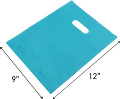 Plastic Bags 1000 Blue Shopping Merchandise Die Cut Handles 9 x 12″ Diecut