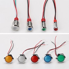 Metal Indicator Light LED Waterproof Small Line Power Signal Light AC/DC 3V-220V