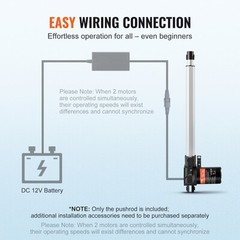VEVOR Linear Actuator 12V 14In Heavy Duty 1320lbs/6000N 0.19″/s IP44 Protection