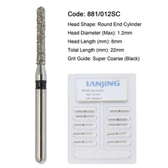Dental Diamond Burs Round End Cylinder 881/012SC Super Coarse High Speed FG