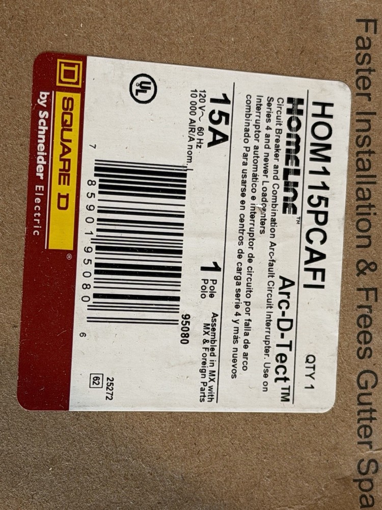 Square D HOM115PCAFI Homeline 15A Plug-On Neutral AFCI Circuit Breaker NEW