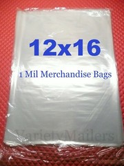100 Clear Poly Merchandise Bags 12”x 16” Thin 1 Mil Plastic Apparel Bags 12×16