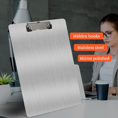 Stainless Steel Clipboard Heavy-Duty Durable Clipboard (Silver, A4)