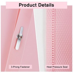 24 PCS Plastic Folders With Pockets 3 Fasteners Pastel Fits Letter Size Pink