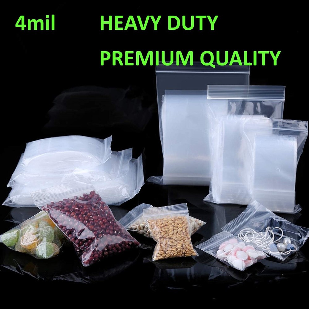 Clear Reclosable Zip Seal Bag Plastic 4 Mil Lock Bags Jewelry Zipper Baggie 4Mil