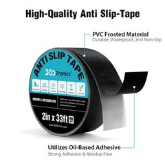 2inx33ft Black Anti Slip Tape, Best 80grit Friction, Grip, Abrasive for Stairs