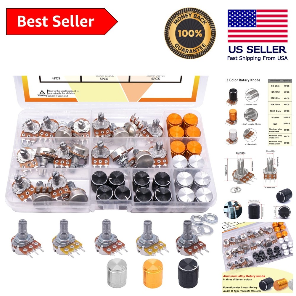 Professional 80PCS Potentiometer Set – 5 Types, Ideal for DIY Audio Applications