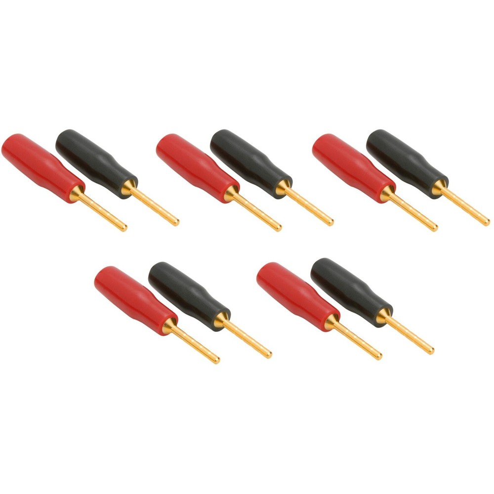 5-Pair Gold 12 AWG Speaker Pin Connectors Red and Black with Set Screws