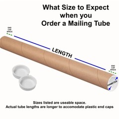 Kraft Mailing Tubes With End Caps Various Diameters and Lengths