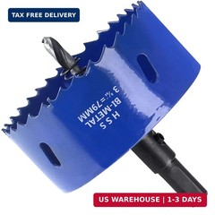 3-1/8 inch 79mm Hole Saw, 1 1/4 inch Cutting Depth HSS Bi-Metal Hole Cutter