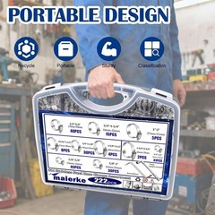 222PCS 304 Stainless Steel Hose Clamps Assortment Kit,Metal Adjustable