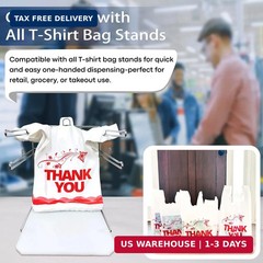 100 Pcs White Thank You Bags T Shirt Bags To Go Grocery Reusable Disposable FAST