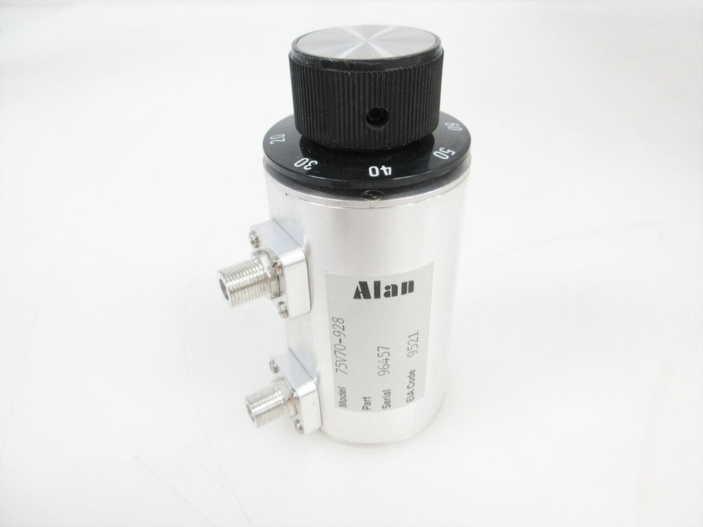 Alan 75V70-928 70 dB RF MICROWAVE FREQUENCY COAXIAL STEP ATTENUATOR BNC 75 OHM