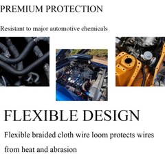 Braided Split-Sleeve Wire Loom for High-Temperature Automotive Harness Wrapping