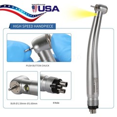 Dental LED E-generator Fiber Optic High Speed Handpiece 4Hole Fit FG1.6mm Burs