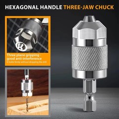 1/4″ Hex Shank Keyless Drill Chuck Adapter Quick Change Converter 0.3mm-6.5mm