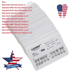 AZDENT Orthodontic Brackets Mini/Standard Roth/MBT Slot 0.022/0.018 Hook3/3-4-5