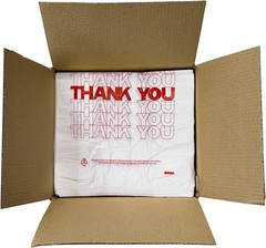 Plastic bags with handles，thank you bags，Measures 11.5″ X 6.25″ X 21″, 15mic,…