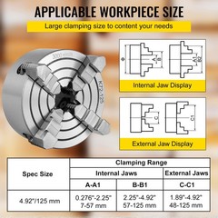 Lathe Chuck K72-125 5″ 4 Jaw Independent LATEST TECHNOLOGY BARGAIN SALE PRO