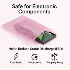 12×15.5 Pink Anti-Static Bubble Pouches Self Seal 3/16″ Poly Bags