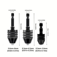 4Pcs 1/4″Hex Shank Keyless Drill Chuck Adapter Bit Quick Change Converter Driver