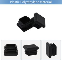 WZB 1 1X1 Square Tube End Cap Plastic Plugs 12 Pack, 1X1 1 Inch Square Tubing Pl