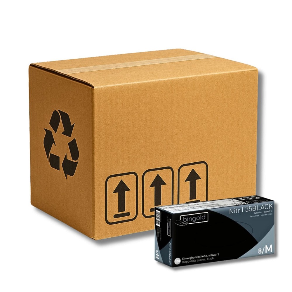 Bingold Disposable Gloves Nitrile 35BLACK, Black M Box Cleaning Gloves