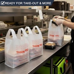 YoYoRain 1000 Pack White Thank You T-Shirt Bags with Handles, 11″x6″x21″ Plastic