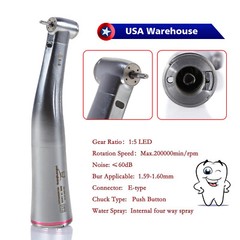 Dental 1:5 Increasing Fiber Optic LED Contra Angle Handpiece Fit NSK Electric DL