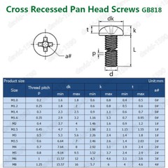 M1 M1.2 M1.4 M1.6 Stainless Steel Phillips Pan Head Small Screws Micro Mini Bolt