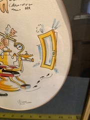 VINTAGE 1977 DENTAL OFFICE FRAMED CARTOON WALL ART SIGNED DIANA WEBER READ