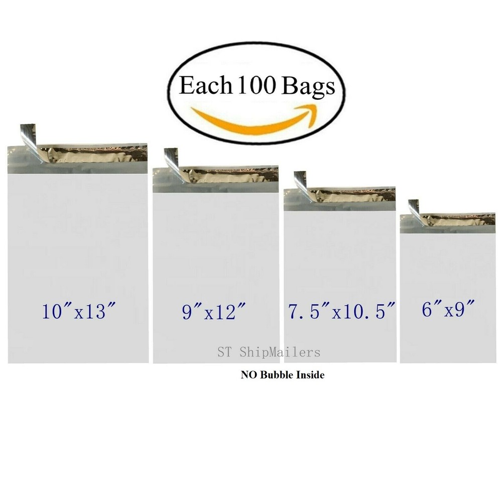 400 Poly Mailers Shipping Bags Each 100 6×9 7.5×10.5 9×12 10×13 – ST ShipMailers
