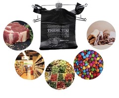AssurePak Easy-Open Case of 800 Black HDPE Plastic ‘Thank You’ Bags – NEW
