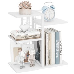 ELITEROO Desk Bookshelf, 4 Tier Wood 15.74″L x 7.87″W x 15.74″H, White