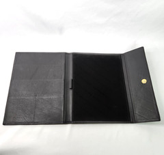 Poltrona Frau Leather Portfolio Dark Gray Snap Flap Close for 8.5 x 11 Notepad