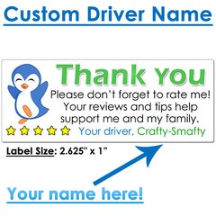 for Uber Eats Driver Thank You Stickers Please Rate Increase Tips CUSTOM NAME
