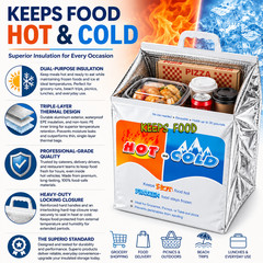 2 Pack Hot Cold Insulated Food Delivery Bags Thermal Grocery Shopping Cooler