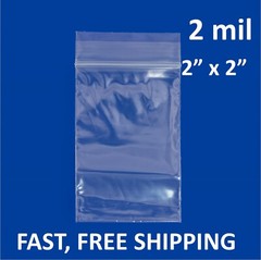 2″x 2″ CLEAR 2 MIL ZIP SEAL BAGS POLY PLASTIC RECLOSABLE LOCK MINI SMALL BAGGIES