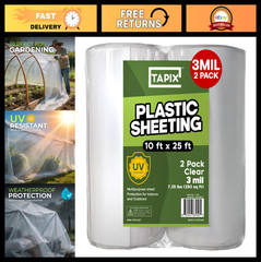 Heavy Duty Plastic Sheeting 10′ x 25′ – 3 Mil UV Protection Polyethylene Film (2
