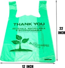 Bags 1/6 Large 22 x 6.5 x 12 Biodegradable T-Shirt Plastic Grocery Shopping Bags