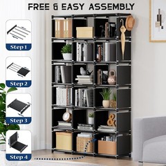 Mavivegue Bookcase 18-Cube Extra Large Book Shelf DIY Cube Storage Organizer-