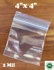 100 – 4″ x 4″ ZIP SEAL TOP LOCK BAGS CLEAR 2 MIL PLASTIC RECLOSABLE MINI BAGGIES