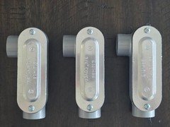Pack of 6 – 3/4″ LR Conduit Body, Die Cast Aluminum, Stamped Steel Cover